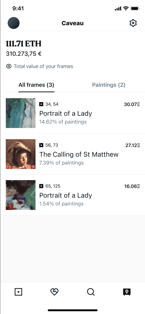 Frames mobile app sezione 2