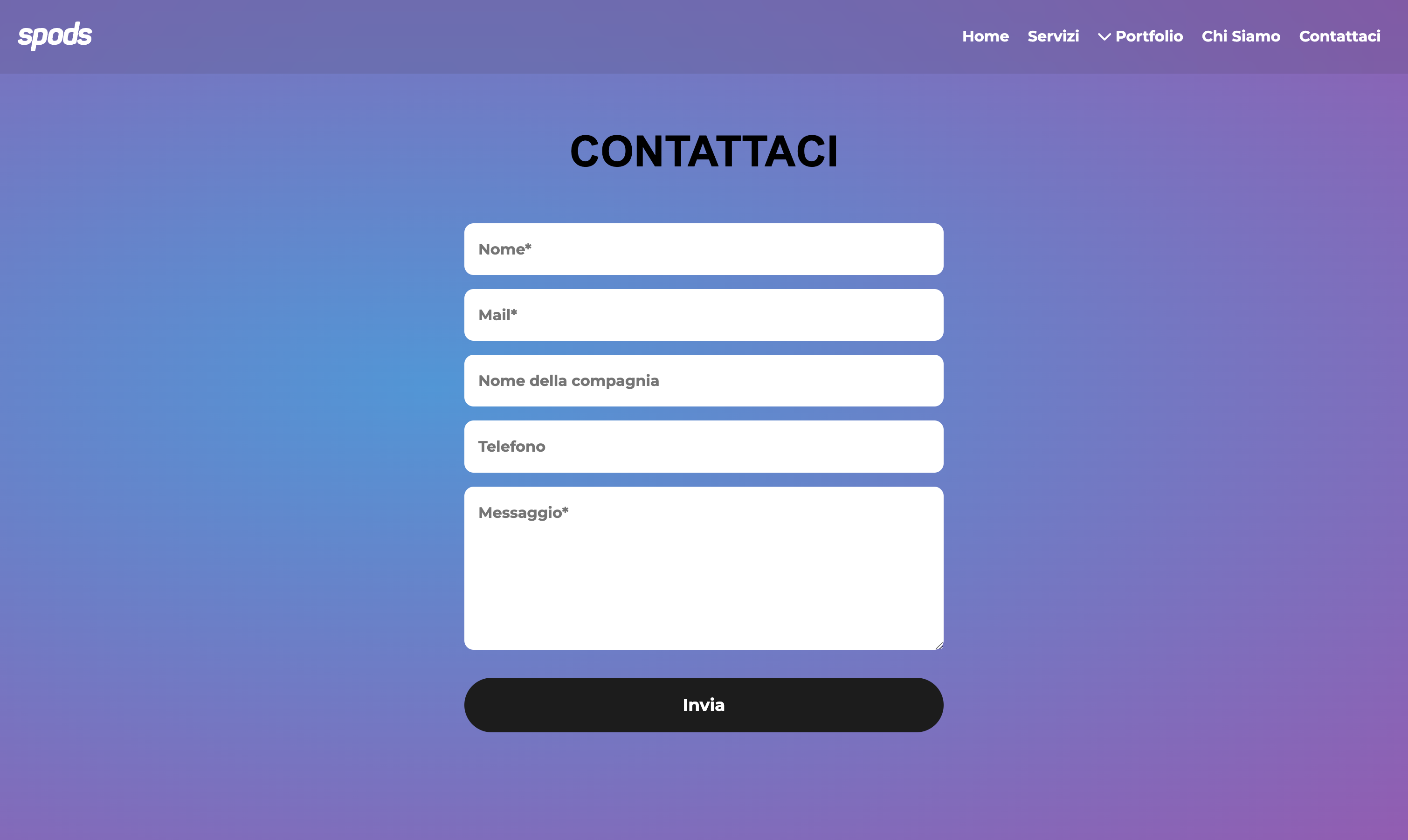 Spods contattaci landing page